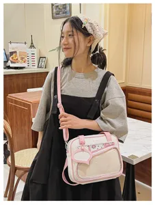 Borsa ita in stile giapponese tasca trasparente carina borsa a tracolla casual per studenti