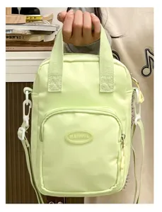 Mint green cute canvas crossbody shoulder bag with front pocket casual daily kawaii bag for women