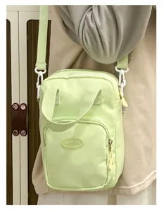 Cute sweet girl crossbody bag small ita bag light green cotton doll bag for women daily use.