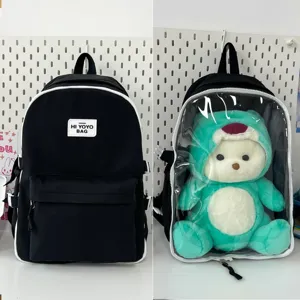 Japanese style black transparent doll backpack ita bag for 40cm plush cotton dolls students