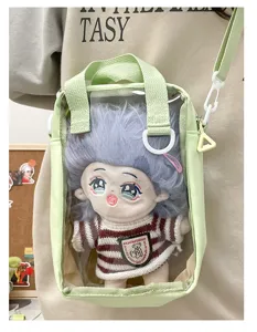 Japanese ins clear ita bag crossbody 20cm cotton doll transparent display shoulder bag