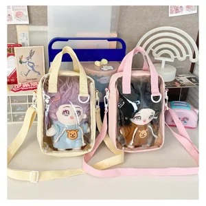 Japanese ins transparent ita bag for 20cm cotton dolls, cute anime crossbody shoulder bag.