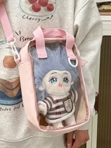 Pink clear window itabag for 20cm cotton doll cute sweet style crossbody bag sweet girl
