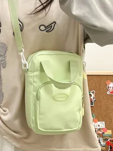 Japanese style ins cute plush doll crossbody canvas bag, casual daily soft girl shoulder bag.