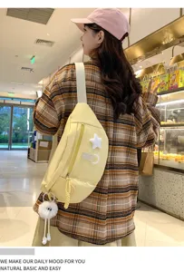 Femme décontractée sac de poitrine en nylon élégant sac bandoulière jaune voyage mode