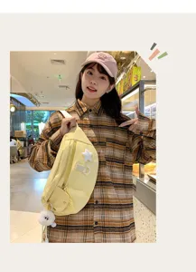 Sac de poitrine décontracté en nylon pour femme sac bandoulière banane jaune vif