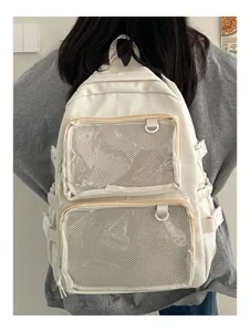 Japanese ins style transparent badge ita bag double shoulder backpack for women anime convention jk school bag