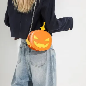 Halloween pumpkin cross-body bag creative cartoon shoulder bag for women trendy purse