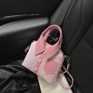 Trendy roze creatieve overhemd vorm handtas mode pu leer schoudertas crossbody tas chic