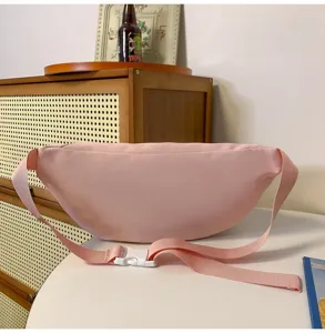 Sac de poitrine en nylon rose élégant sac banane décontracté polyvalent sac bandoulière tendance