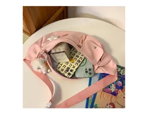 Femme nylon sac de poitrine décontracté rose bandoulière mode quotidienne sac banane