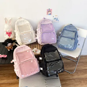 Japandi transparent ita backpack student school bag anime convention casual daypack