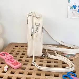 Cute PU transparent ita bag side detail, casual mini backpack for women daily versatile wear.