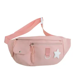 Sac banane tendance en nylon rose pour femmes, sac de poitrine chic avec poche avant