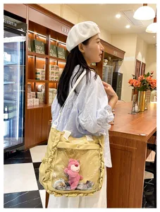 Cute Japanese ita crossbody bag with transparent window anime shoulder bag for women
