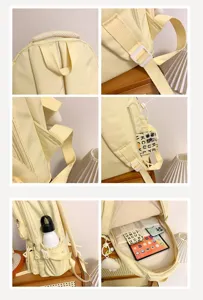 Casual yellow school backpack with large capacity, multiple pockets and laptop compartment.