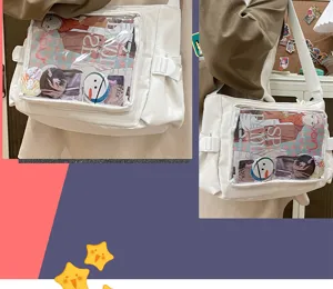 Japanese transparent canvas itabag shoulder bag anime clear messenger bag for daily use
