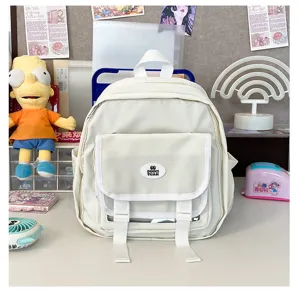 Mini JK uniform style backpack with transparent window, perfect for pins display and daily wear.