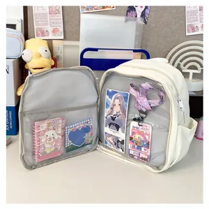 Clear JK Uniform Ita-Backpack Transparent Window Mini Cute Doll Bag for Anime Fans.