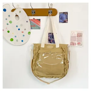 Canvas Ita Bag Japanese Kawaii Clear Window Tote Bag Crossbody Bag Cute Anime Casual Bag