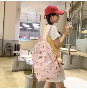 Süßer rosa Mini Rucksack für Mädchen, lässige Cartoon Schultasche für Freizeit und Alltag.