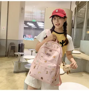 Rosa süßer Mädchen Rucksack mit Cartoon Muster, kleiner Freizeit Rucksack für Schule.