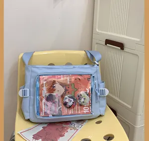 Japanese style canvas ita bag transparent messenger bag casual shoulder bag for anime fans