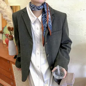 Korean paisley pleated small scarf fashion neckerchief retro chic accessory for women