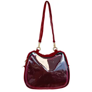 Red clear window ita bag cute cat ear design fashion crossbody shoulder backpacks
