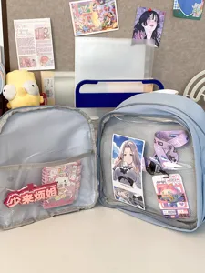 Japanese JK Style Ita Bag Mini Transparent Backpack For Women Girl Kawaii Anime Badge Display Pin Holder Nylon School Bag