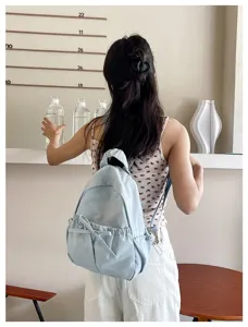 Leuke nylon rugzak met strik, lichte casual dagrugzak voor dames en dagelijks gebruik.