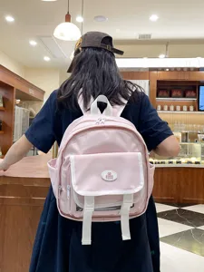 Pink mini JK uniform backpack cute ita bag with clear window pocket for daily school casual use