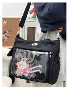 Sac ita transparent mignon de style japonais grande capacité bandoulière pour étudiante