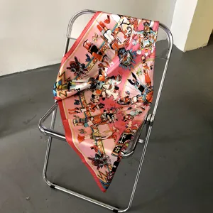 Luxury mulberry silk square scarf for women, pink fashion designer shawl and elegant neck scarf.