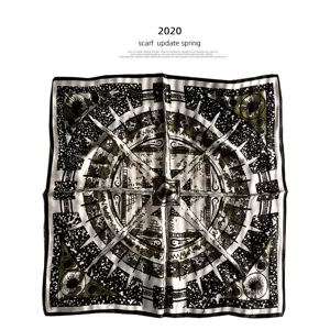 Vintage Kompass Seidentuch Damen quadratisches Halstuch Herbst Winter Mode Accessoire.