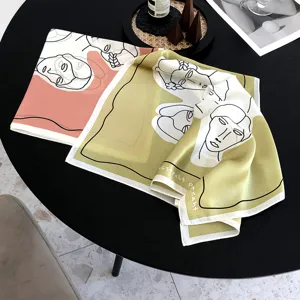 Abstraktes Kunstlinien Seidenquadrat-Tuch, elegantes Halstuch-Accessoire für Damen Mode.
