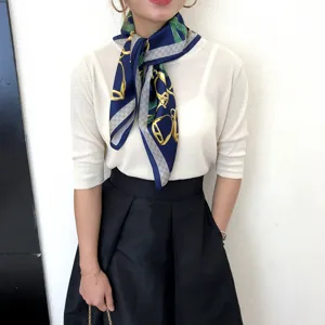 Pañuelo de seda para mujer estilo de lujo elegante accesorio de moda con estampado
