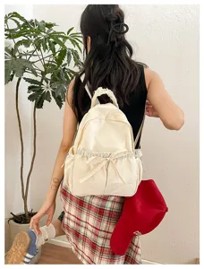 Nylon rugzak met schattig strikdesign, lichte casual dagrugzak voor dagelijks gebruik.
