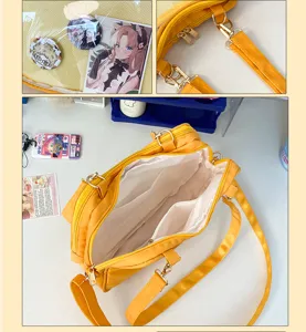 Yellow JK ita bag clear window shoulder crossbody bag anime badge display tote bag handbag
