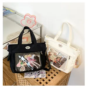 Sac fourre-tout transparent mignon japonais grande capacité en toile pour les fans d'anime