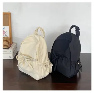 Koreaanse stijl nylon rugzak met schattige strik, lichte casual dagrugzak voor dagelijks gebruik.