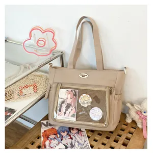 Sac cabas fourre-tout transparent en toile Kawaii japonais grande capacite pour femmes