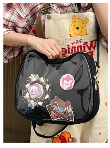 Transparent cat ear itabag clear window shoulder bag anime badge display crossbody bag