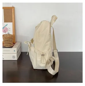 Casual nylon rugzak, lichte minimalistische esthetische schooltas met trekkoordzakken.
