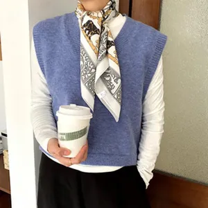 Luxury silk square scarf for women, elegant fashion neckerchief 65cm, stylish accessory gift.