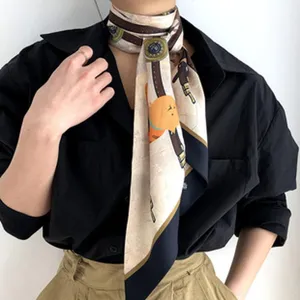 Schickes Seidentuch für Damen, retro Gürtel Printlange Band Halstuch für Frühling und Sommer.