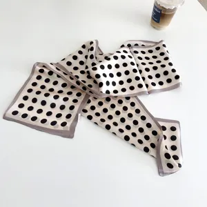 Sciarpa di seta a pois in stile francese elegante nastro lungo fazzoletto da collo accessorio moda