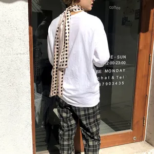Sciarpa di seta a pois francese lungo nastro twilly da donna accessorio elegante