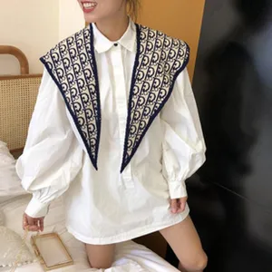 Women stylish knit shawl with white shirt Korean fashion chic elegant outerwear versatile top