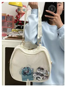 White cat ita bag transparent shoulder cross-body bag for JK anime fans and comic cons.